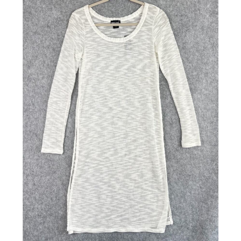Wet Seal Swim Cover Up Womens Large Ivory Gauzy Open Knit Resort Beachβ Pool NEW
